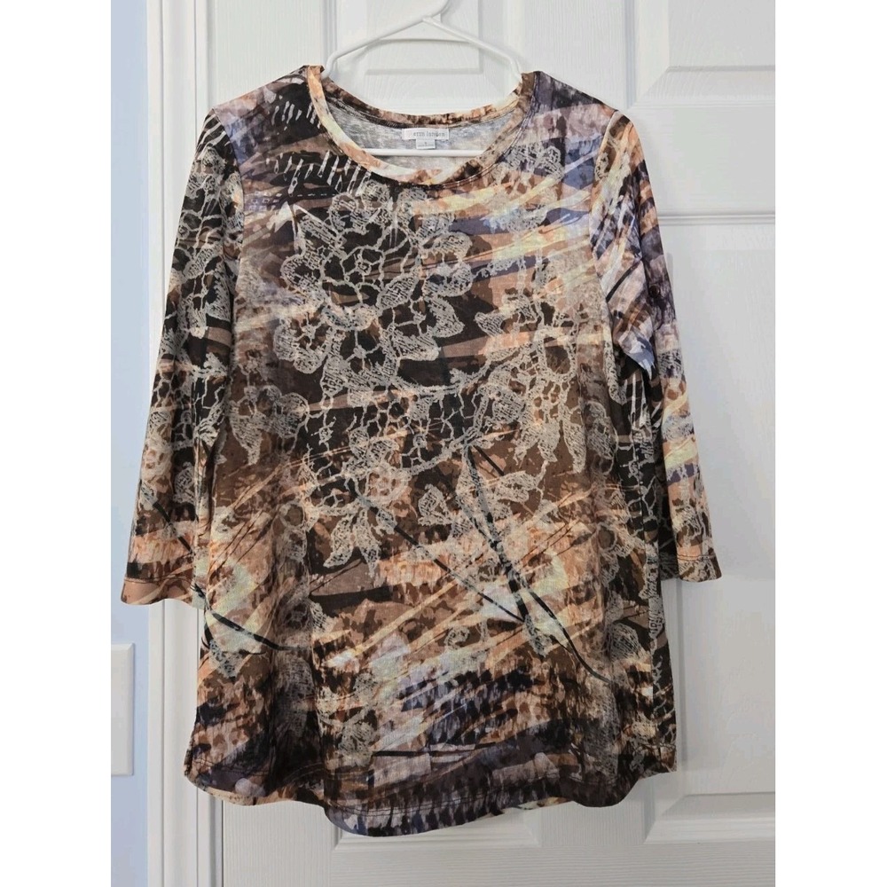 Erin London Tunic Blouse Multicolor Size Medium 3/4 Sleeve